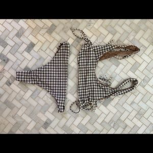 Acacia Swimwear Black and White Houndstooth Bikini